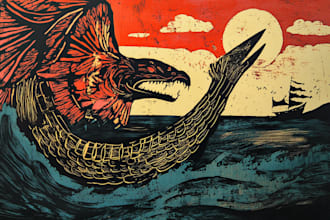 draw high quality linocut illustration for shirt design