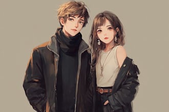 make a anime couple character art anime style