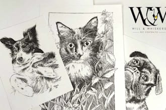 create detailed, custom, digital pet portrait artwork