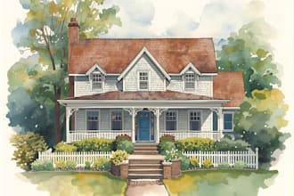 do an watercolor house portrait