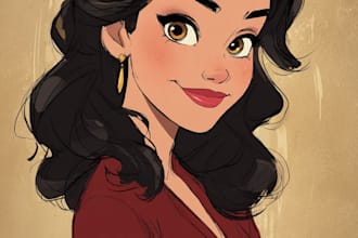 do cute disney cartoon portrait