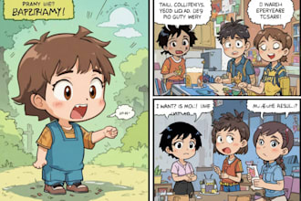 create a children book illustration for comic and fairytale