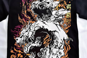 draw linocut illustration for tshirt design