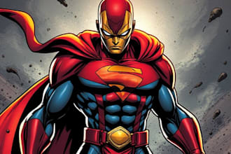 draw character in cartoonish or marvel or superhero style