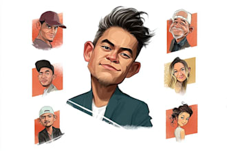 draw caricature logo cartoon watercolor