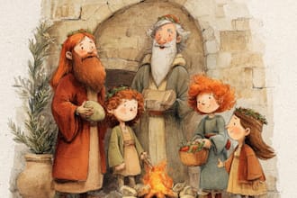 christmas children book illustration, bible illustration