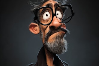 draw funny cartoon character, caricature, portrait