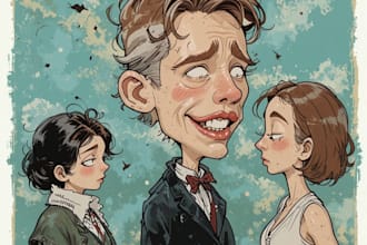 custom satirical illustrations with sharp visual