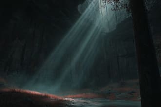 do mystical horror dark environment concept art or landscape