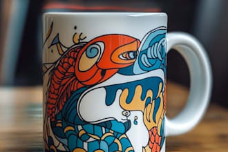 do custom typography coffee mug or cup design for print
