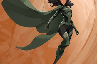 design your  superhero cartoon character and comic logo