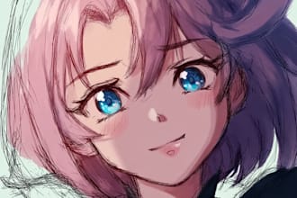 draw anime sketch colored