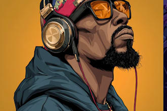 make groovy cartoon illustration hip hop rap cover music