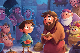 illustrate christmas children story book and bible stories
