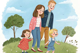 create a watercolor family portrait
