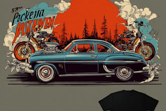 design vintage retro illustration for car clothing
