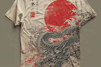 make a japanese t shirt illustration