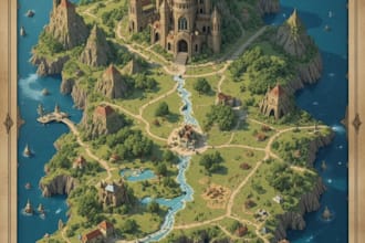 illustrate fantasy map and city map