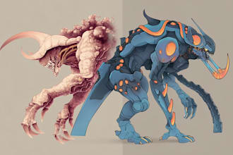 draw a fantasy creature, monster, alien in my style