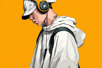draw cartoon single artwork, music album cover art