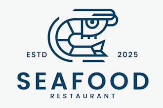design a modern custom unique seafood logo