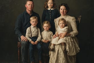 draw a realistic family or group portrait from a photo