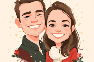 draw christmas couple family or pet portrait
