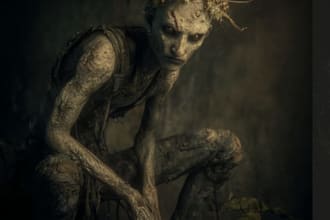 create scary horror creature and fantasy character concept