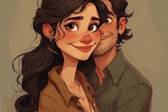 create a romantic couple portrait in my art style