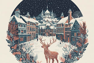 draw christmas illustrations and cards for you