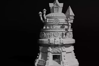 sculpt 3d terrain tabletop fantasy build dice tower, dragon rpg dnd for 3dprint