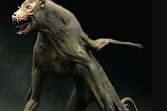 design werewolf for movie,cgi vfx creature animation,xgen fur,facial  expression