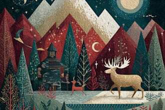 create a beautiful illustrated christmas card