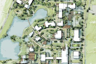 draw map illustration, property map, landscape design