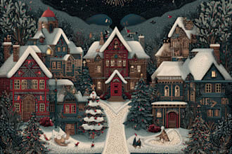 create a beautiful illustrated christmas card