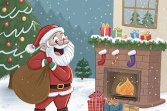 make a christmas caricature and a holiday gift card drawing