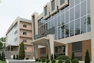 render multi block academic complex,campus architecture,high rise reconstruction