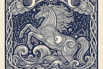 create linocut or fantasy animal portraits