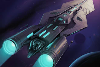 draw spaceship concept art or design a starship or scifi vehicle