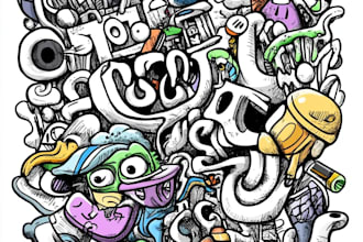 design a unique doodle style nft art collection, cartoon character, doodle nft