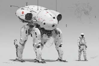 paint robots and concept art of futuristic mecha