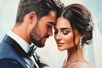 draw a couple portrait wedding portrait illustration