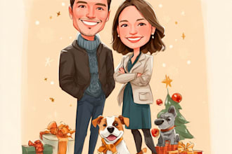 make a christmas caricature, a winter holiday caricature