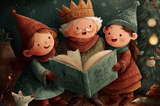 illustrate christmas children story book christmas children book illustration