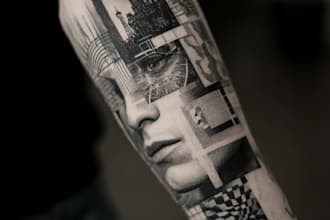professional tattoo design black and white or color for you