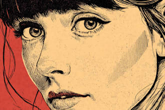 draw a custom portrait in linocut style
