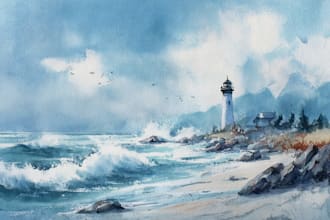 paint realistic landscape watercolor painting illustration