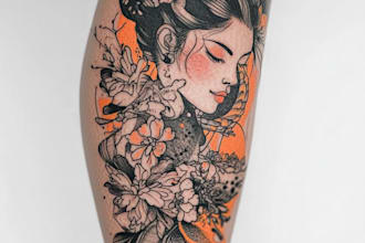 design black and white line art tattoo designs