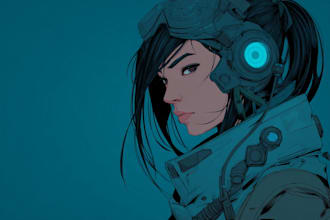 draw scifi or cyberpunk character portrait art