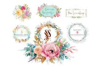 design a shabby watercolor, vintage, farmhouse logo
